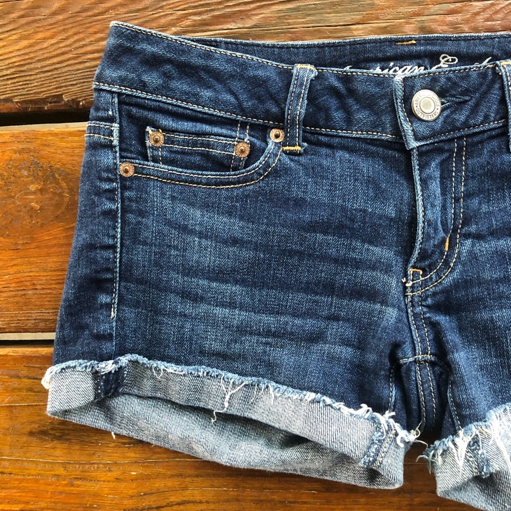 AEO Stretch Denim Raw Edge Hem Jean Shorts, 2 - Picture 4 of 8